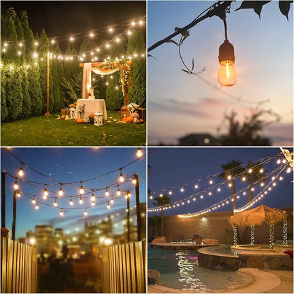 ZJOJO Solar String Lights Outdoor Waterproof 100FT Edison String Lights | Commercial Grade S14 Shatterproof Bulbs Patio Lights Solar Powered Outdoor,Hanging Lights for Cafe Patio Backyard Bistro Farm
