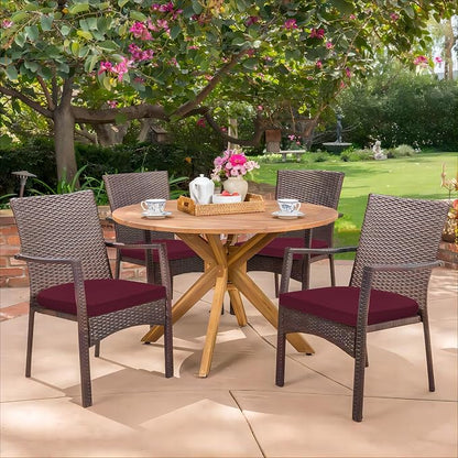 HARBOREST Outdoor Chair Cushions Set of 4, Water Resistant Patio Chair Cushions with Ties, Outdoor Seat Cushions for Patio Furniture, 17"x16"x2", Burgundy