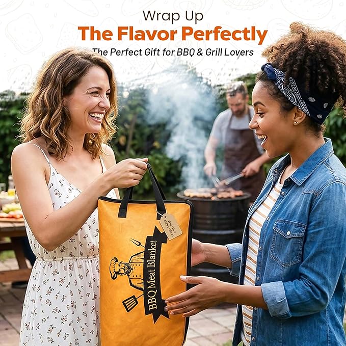 21in Insulated BBQ Meat Resting Bag with Silicone Oven Mitts – 5-Layer Reusable Meat Swaddle, Blanket for Smoker, Beef, Pork, Turkey, Meat Cooler and Resting Bag – Brown