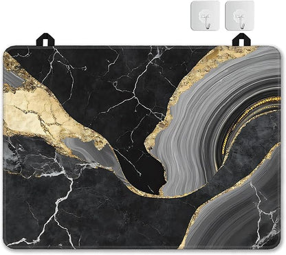 Black Gold Marble Glass Top Stove Cover Protector,Modern Heat Resistant Stove Top Cover, Large Size Range Covers for Electric Stove Countertop Mat, 28 x 20 Inch