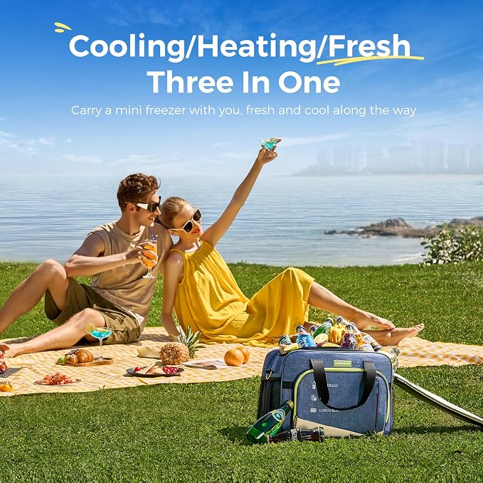 outohome 25L 12V Electric Portable Cooler Warmer Bag, DC Plug In Insulated Car Cooler Bag, Heating and Cooling Dual Function Bag for Truck Drivers, Camping, Groceries & Family Outings, All Season