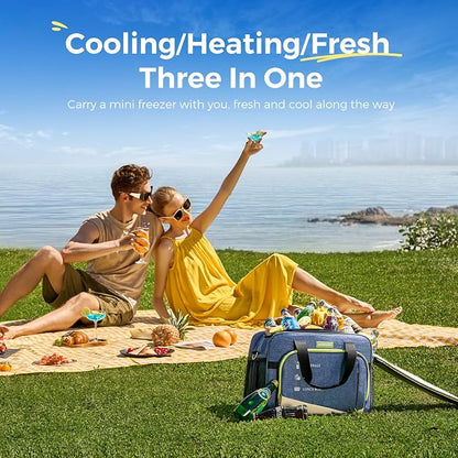 outohome 25L 12V Electric Portable Cooler Warmer Bag, DC Plug In Insulated Car Cooler Bag, Heating and Cooling Dual Function Bag for Truck Drivers, Camping, Groceries & Family Outings, All Season