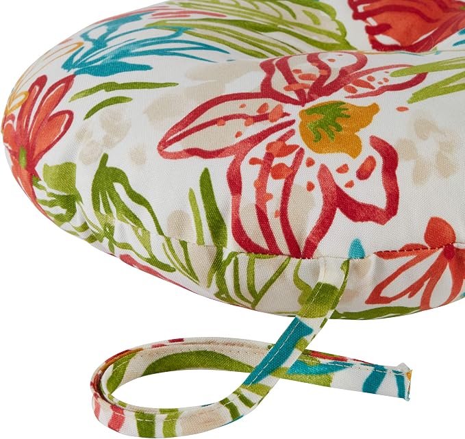 Greendale Home Fashions Garden Floral Outdoor 15-inch Bistro Seat Cushion, Set of 4