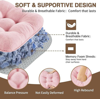 BETU Pink Chair Cushions for Dining Chairs Set of 4,3.5" Thick Kitchen Table Chair Pads with Ties,Non Slip Backing and Covers, Seat Cushion for Dining Room,Bar,Patio Chairs,15.5"X15.5"X3.5",Pink