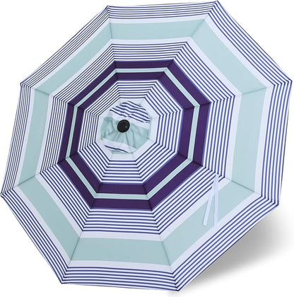 MASTERCANOPY Patio Umbrella 10 ft Replacement Canopy for 8 Ribs-Navy and Green Stripe Canopy Only