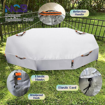Octagon Sandbox Cover,Oxford Cloth Waterproof, Windproof and Dustproof, Equipped with a Waist Adjustable Hook and a Bottom Adjustable Drawstring,Protect Sandbox Sand and Toys(Silver,85"x79"x9")