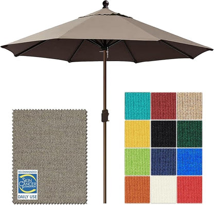 EliteShade USA 10-Year-Non-Fading 10Ft Market Patio Umbrella, UPF 50+ UV Protection Performance Sun Umbrella, Heavy Duty Commercial Grade Outdoor Table Umbrella with Crank, Windproof Vented Top for Garden, Pool, Deck and Outdoor Playsets, No Tilt, Taupe