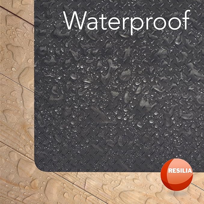 RESILIA Large Under Grill Mat – Heavy Duty, Reusable Outdoor Floor Protector Mats for Deck, Patio, & Garage – 36 Inch x 48 Inch, Black Orange Peel, Made in The USA