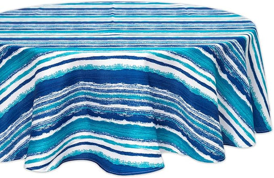 YiHomer Indoor Outdoor Tabletop for Spring Summer Decorations, Picnics and Dinner Parties - Stain and Water Resistant, Crayon Art (Ocean), Tablecloth, 60" Round