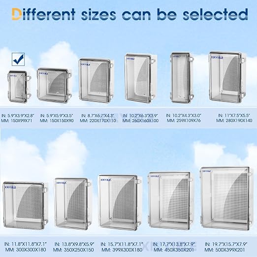 Waterproof Outdoor Project ABS Plastic Junction Box IP67 Weatherproof Dustproof Enclosure with Hinged Cover, Mounting Plate,Wall Brackets for Power Project (Clear,5.9"x3.9"x2.8")