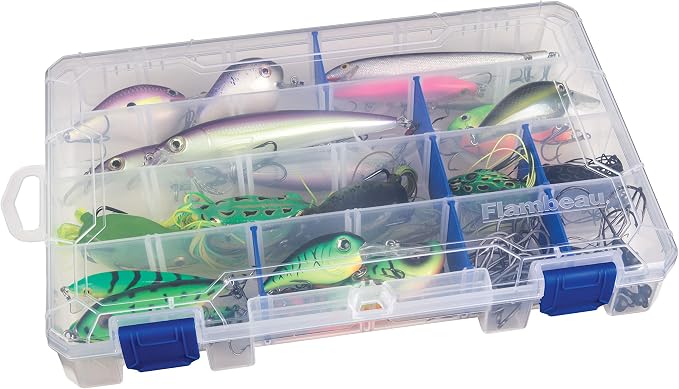 Flambeau Outdoors 4007 Tuff Tainer, 24 Compartments, 12 Zerust Dividers | Divided tackle box with 12 Zerust dividers creating up to 24 compartments. Translucent, 11 x 7.25 x 1.75in