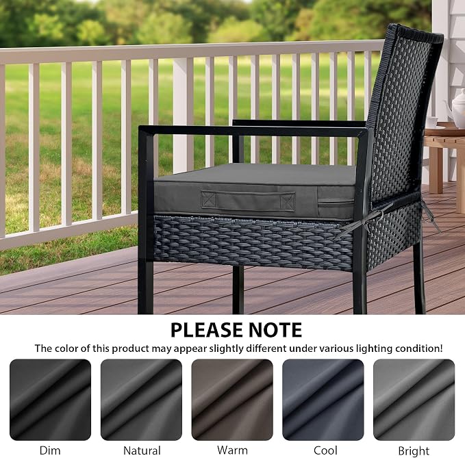 IPYNBAP Outdoor Chair Cushions Set of 4 -Waterproof Outdoor Seat Cushions for Patio Furniture, Patio Chair Cushion with Handle and Ties, Out Door Chair Pads,17x16x2-Square, Dark Grey