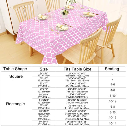 Smiry Rectangle Table Cloth, Waterproof Vinyl Tablecloth with Flannel Backing for Rectangle Tables, Wipeable Spillproof Plastic Tablecloths for Dining, Camping, Indoor and Outdoor, (60"x84", Pink)