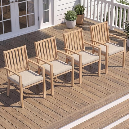 RoyalCraft Aluminum Outdoor Patio Chairs Set of 4, Outdoor Chairs with Waterproof Cushions, Outdoor Dining Chairs with Armrests, Metal Patio Furniture Set for Porch, Balcony, Deck, Backyard, Brown
