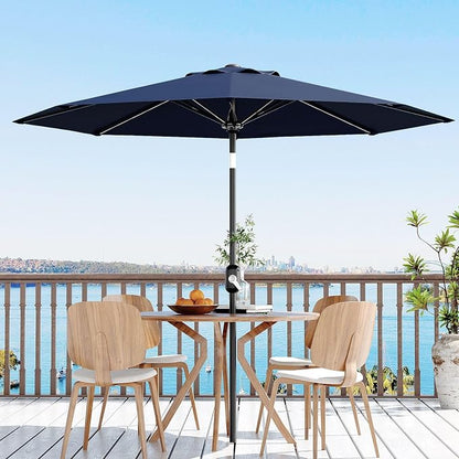 Garvee patio Umbrella with Solar Lights, Outdoor Table Umbrella with 8 Durable Ribs, Tilt & Crank Mechanism, Waterproof & UV Protection for Garden, Backyard, Poolside,