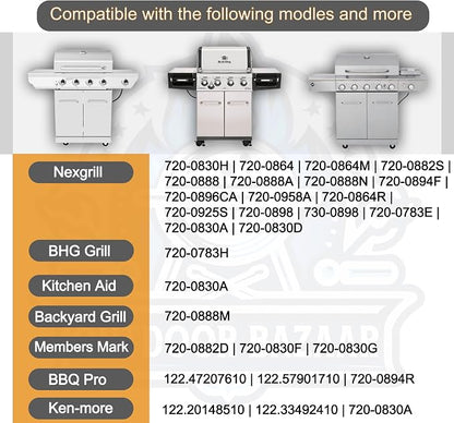 Nexgrill 4 Burner Replacement Parts, Nexgrill 720-0830H Replacement Parts, Nexgrill 720-0864M 720-0925P 720-0830H Replacement Part, Nexgrill 720-0830X Heat Plate Shield & Burner, 4 Pack