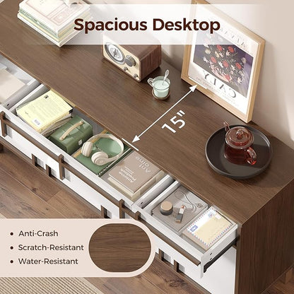 58 inch Sideboard Buffet Cabinet with 3 Drawers, Modern Credenza with 4 Doors & Adjustable Shelf, Large Coffee Bar Storage for Kitchen, Entryway