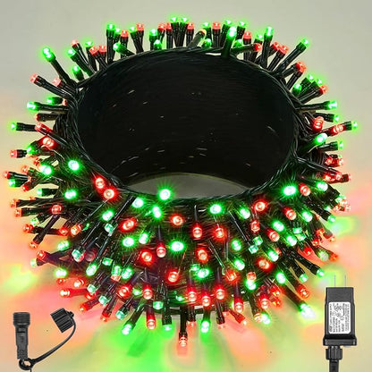 WBao Christmas Lights Indoor Outdoor 300LED 108ft, Super Bright LED Christmas String Lights with UL Certified, 8 Modes, Timer, Connectable & Waterproof for Trees, Patio, Xmas Party Decor, Red Green