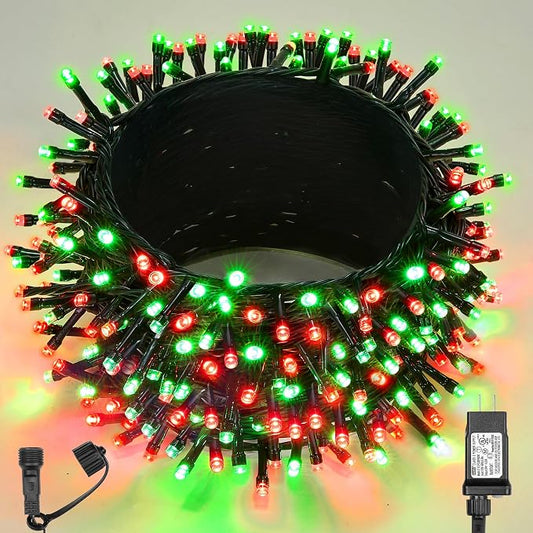 WBao Christmas Lights Indoor Outdoor 300LED 108ft, Super Bright LED Christmas String Lights with UL Certified, 8 Modes, Timer, Connectable & Waterproof for Trees, Patio, Xmas Party Decor, Red Green