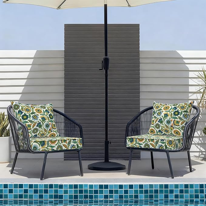 DYTXIII Outdoor Deep Seat Cushion Set, Water Repellent 22"x22" Patio Thick Cushions Replacement with Seat & Back Pillow for Patio Sofa, Wicker Chair, Couch - Fiesta Floral