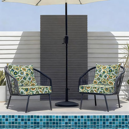 DYTXIII Outdoor Deep Seat Cushion Set, Water Repellent 22"x22" Patio Thick Cushions Replacement with Seat & Back Pillow for Patio Sofa, Wicker Chair, Couch - Fiesta Floral