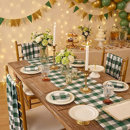 B-COOL Plaid Table Runners Checkered Fabric - St. Patrick's Day 2PCS Rectangle 13x108 Inch Festival Themed Buffalo Table Cloth for Indoor Outdoor Use Table Cover for Kitchen Home BBQs Parties