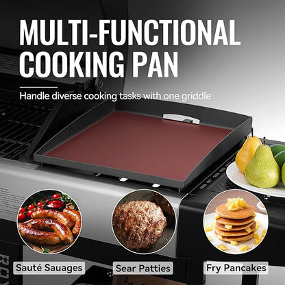 BP1501 Griddle Top and Grease Cup Combo, Ceramic-Coated Griddle Pan, Flat Griddle Gas Grill Pan with Grease Cup, 259 Sq. In. Nonstick Cooking Area, Durable for Outdoor Grilling