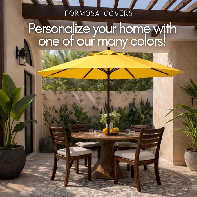 Formosa Covers 9ft 6 Ribs Market Patio Umbrella Replacement Canopy - Top Canvas - Olefin UV Protective and Water Resistant Umbrella Fabric - Premium Quality Replacement Canopy Cover ONLY (Yellow)