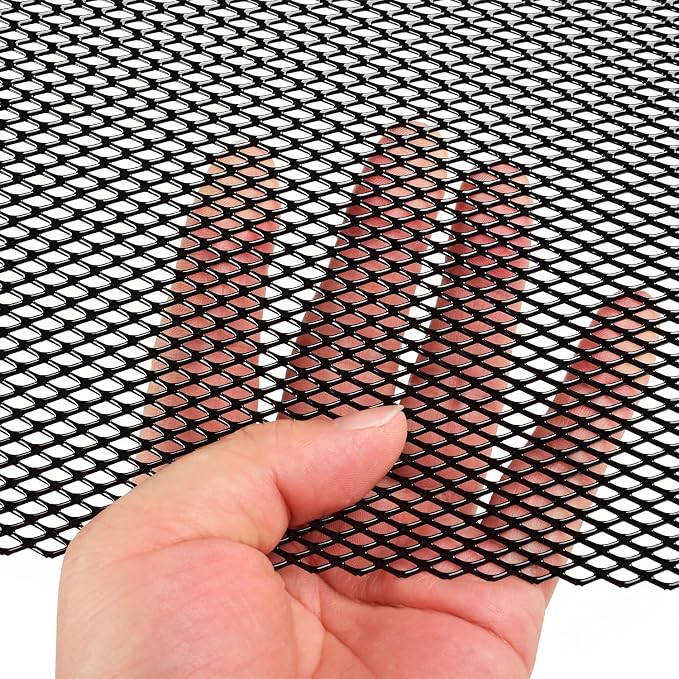 AggAuto Universal 40"x13" Car Grill Mesh 4x8mm Rhombic Hole Black | Aluminum Alloy Automotive Grille Insert Bumper, One of the Most Multifunctional Shape Grids 100x33cm