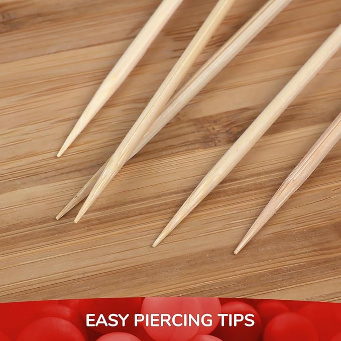 BambooMN Decorative Ball End Cocktail Fruit Sandwich Picks Skewers for Catered Events, Holiday's, Restaurants or Buffets Party Supplies - 7.9" Assorted, 100 pcs