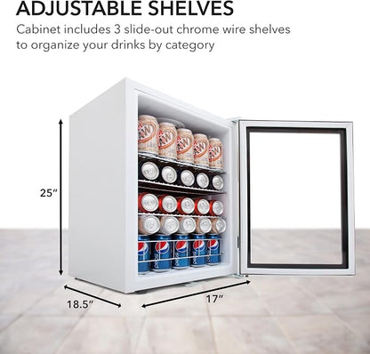Whynter BR-091WS, 90 Can Capacity 2.1 cu. ft. Stainless Steel Beverage Refrigerator and cooler, Mini Fridge with Glass Door with lock