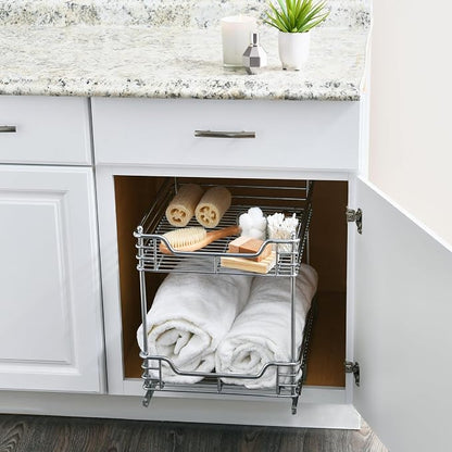 Household Essentials Chromed Steel 2-Tier Artisan Pull-Out Organizer