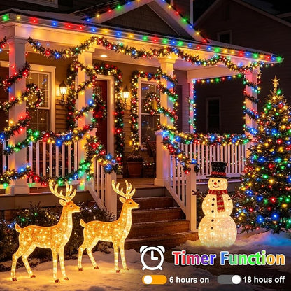 4 Pack Green Wire Fairy Lights Battery Operated Twinkle Lights | 16.4 Ft 50 LED Battery Christmas Lights Waterproof with Auto Timer 8 Modes for Xmas Wreath Tree Decor, Multicolor