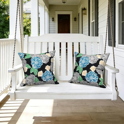 LVTXIII Outdoor Pillow Covers 20x20 Inch, 2 Pack Large Square Throw Pillow Cases, Fade-Resistant Cushion Covers for Patio Furniture Sofa, Garden Porch, Sketch Peony