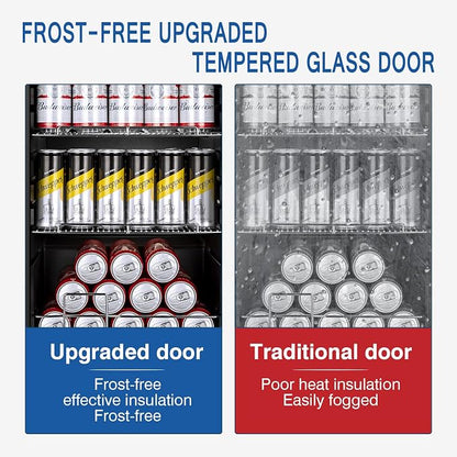 Velivi 17Inch Beverage Refrigerator and Cooler Freestanding, 96 Cans Mini Fridge with glass door and Lock, Small Drink Fridge for Soda, Beer, Wine, For Home Bar Office with LED Light