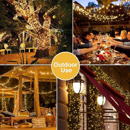 JMEXSUSS 300 LED Warm White Christmas Tree Lights Plug in | 8 Modes, Indoor Outdoor Use, Waterproof, Green Wire Christmas String Lights for Tree Yard Garden Patio Xmas Decor