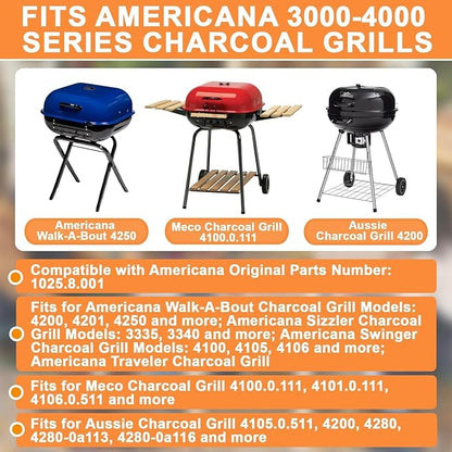 Charcoal Grill Grate for Americana Grill Replacement Parts 3000-4000 SER Grills Walk-A-Bout,1025.8.001 Cooking Grid for Americana Grill Parts Aussie Charcoal,Sizzler, Swinger & Traveler Grill Rack,1PC