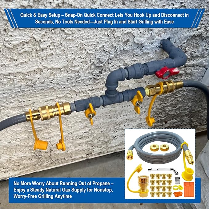 5249 Natural Gas Conversion Kit for Blackstone Grill 28" 36" Griddle, Propane to Natural Gas Conversion Kit w/10ft Natural Gas Hose, Silicone Grill Tool Mat, Grease Cup Liners, 3/8" Quick Connect Etc.