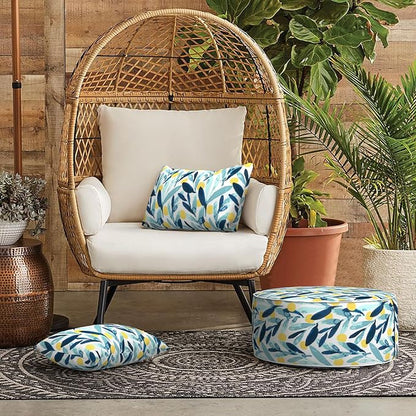 LVTXIII Outdoor/Indoor Lumbar Pillow Cases ONLY, 12” x 20” Patio Garden Decorative Lumbar Pillow Covers All Weather Lumbar Cushion Covers for Home Garden Sofa Use, Leaves Multi