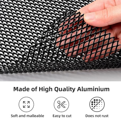 AggAuto Universal 40"x13" Car Grill Mesh 5x10mm Rhombic Hole Black | Aluminum Alloy Automotive Grille Insert Bumper, One of the Most Multifunctional Shape Grids 100x33cm