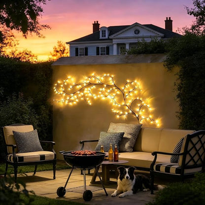 Solar Outdoor Willow Vine Light, 5.9ft 96LED Warm White Tree Branch Lights | Waterproof Solar Powered Brown Wire Decor Auto On/Off for Patio Garden Yard Balcony (Solar Powered Willow Vine Lights)