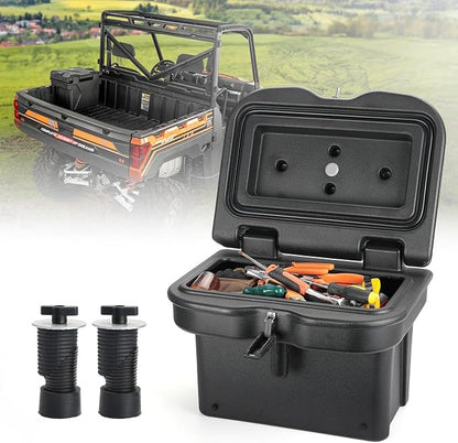 KEMIMOTO UPGRADED Anti-Theft Bed Storage Box Compatible with Ranger | 5.5GAL Cargo Box,21L Toolbox,Compatible with Polaris Ranger 1000 XP 900 800 700 570 500 (2013-2026)/General 1000