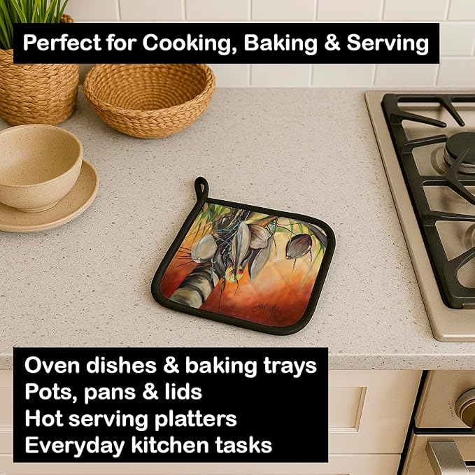 Caroline's Treasures JMK1280PTHD Orange Coconut Tree Pair of Pot Holders Kitchen Heat Resistant Pot Holders Sets Oven Hot Pads for Cooking Baking BBQ, 7 1/2 x 7 1/2