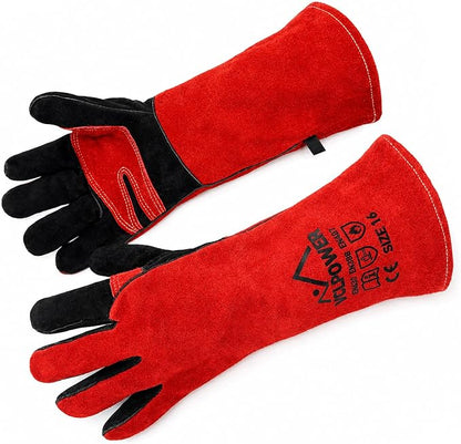 vclpower Welding Gloves 16 Inches 932°F Extreme Heat Fire Resistant Leather Forge Gloves for Mig, Tig, Stick, BBQ, Fireplace, Wood Stove, Furnace, Handling Dry Ice - Safety Work XL