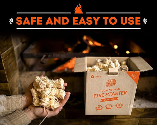Fire Starters XXL 200 pc - Firelighters for Indoor and Outdoor Use, Compatible with Solo Stove, Green Egg and Other Grills and BBQs - Box of 100% Waterproof Firestarters (Pack of 2)