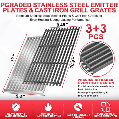 G533-0009-W1 Emitter Plates & Cooking Grates for Charbroil Commercial TRU-Infrared 4 Burner 466242716 463276016 463257520 466242815 463242716 463242715 463255020 466242715 463255721 G533-2200-W1