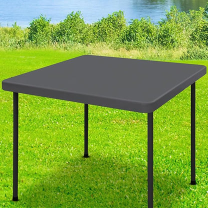 Moosfor Spandex Square Table Cloth, Elastic Fitted Tablecloths for Picnic, Stretch Washable Patio Table Cover for Outdoor, Camping, Banquet and Parties (Dark Grey, 34"x34")