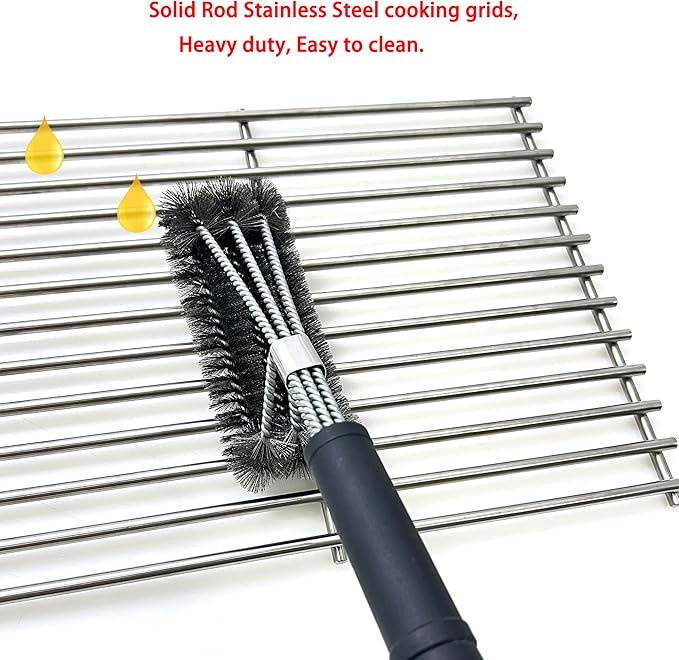 DS112 Solid Stainless Steel Cooking grids 2PK Replacement for Weber Spirit 200 Series and Genesis Silver A, Spirit E210, Spirit 500 (Side-Mounted Control) 7521 7523 9855, 15 x 11 1/4 Inch