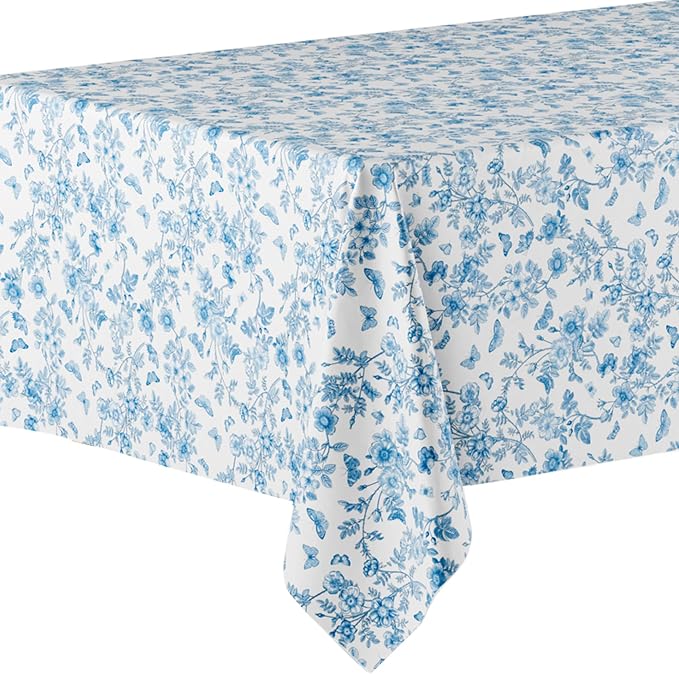 Exquisite 66% Thicker Floral Plastic Tablecloth Rectangle 54x108 Inch 12 Pack - Botanical Disposable Summer Table Cloth Tea Party Decorations - Greenery Table Cover Bridal Shower Wedding Spring
