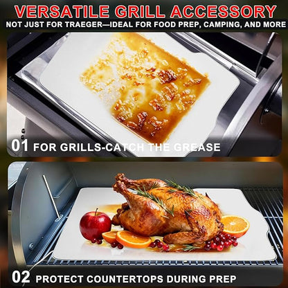 6 Packs BAC506 Drip Tray Liners for Traeger Ironwood 650 Series Grills, Heat-Resistant Foil Liners for Traeger Pellet Smoker Grill Accessories, Aluminum Tray for Catching Grease 22" x 15.5"